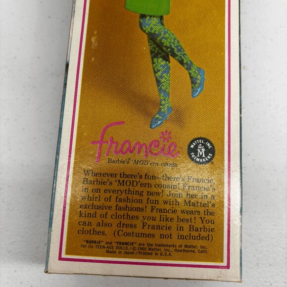 Barbie Mattel 1965 Francie Brunette Bendable legs MODern cousin #1130 In Box - Picture 15 of 15